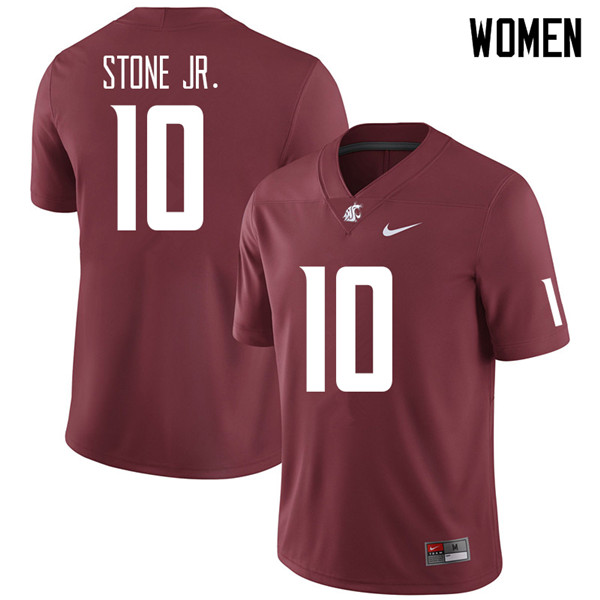 Women #10 Ron Stone Jr. Washington State Cougars College Football Jerseys Sale-Crimson